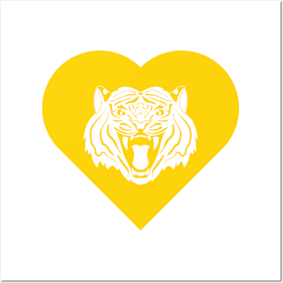 Tiger Mascot Cares Yellow Posters and Art